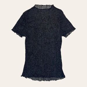 Sheer Sparkly Short-Sleeve Top